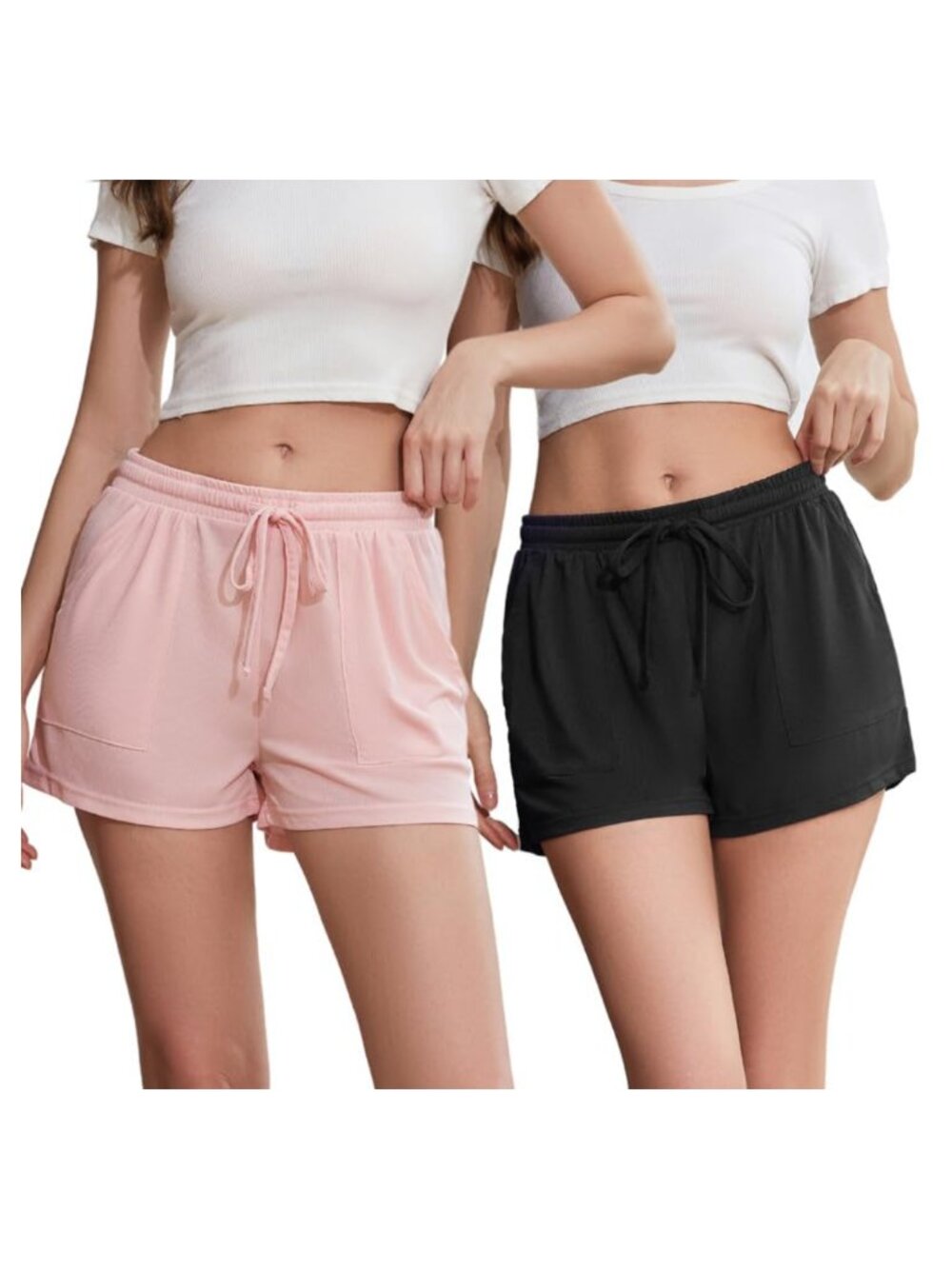 Women's Pajama Shorts Soft Ribbed Knit Sleep Bottoms Lightweight Lounge